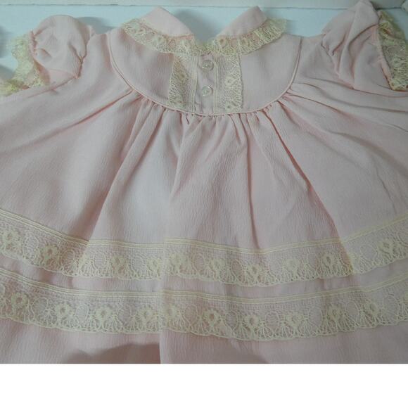 Vintage/Antique Twin Newborn Girl Outfits Lace Collared Polyester Pink - Picture 2 of 5
